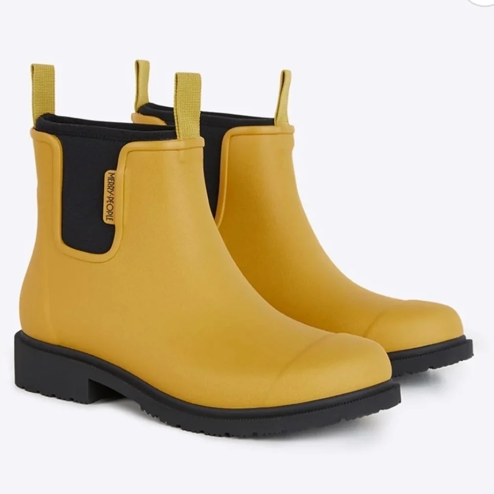 Merry People Bobbi Ankle Rain Boots in Mustard Yellow